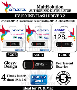 ADATA UV150 USB FLASH DRIVE BLACK – 5 Years Warranty