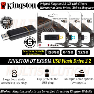 Kingston DT Exodia 3.2 USB Flash Drive DTX – 32GB – 64GB -128GB – 5 Years Warranty