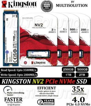 NVMe PCIe m.2 Single Cut SSD NV2 Kingston 250GB – 500GB – 1TB – 2TB – 2 Years Warranty