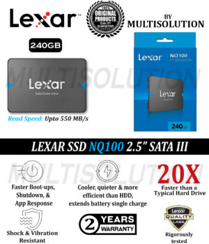 Lexar 240GB SSD NQ100 2.5″ SATA III – Speed Upto 550 MB/s – 2 Years Warranty