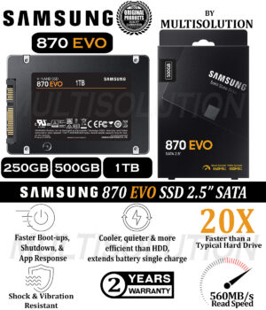 SAMSUNG 870 EVO SATA III SSD 250GB 500GB 1TB 2.5” Internal Solid State Hard Drive – 2 Years Warranty