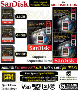 SanDisk Extreme PRO SD Memory Card – 4K C10 U3 V30 – 5 Years Warranty