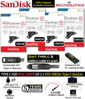 Type C OTG Sandisk Dual Drive Go USB 3.1 – OTG – 5 Years Warranty