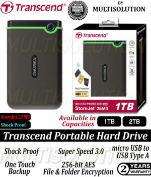 Transcend StoreJet M3 Military Drop Tested USB 3.0 External Portable Hard Drive Shock Proof