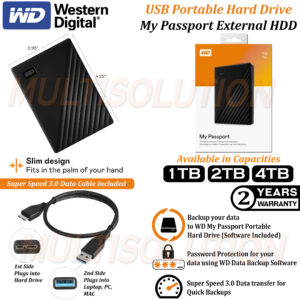 WD My Passport Portable External Hard Drive – Black – 2 Years Warranty